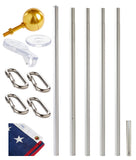 Defender (No Rope) Flagpole Kit Bundle with Solar Light & Flash Collar