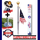 Liberty Telescopic Flagpole Kit Bundle with Solar Light & Flash Collar