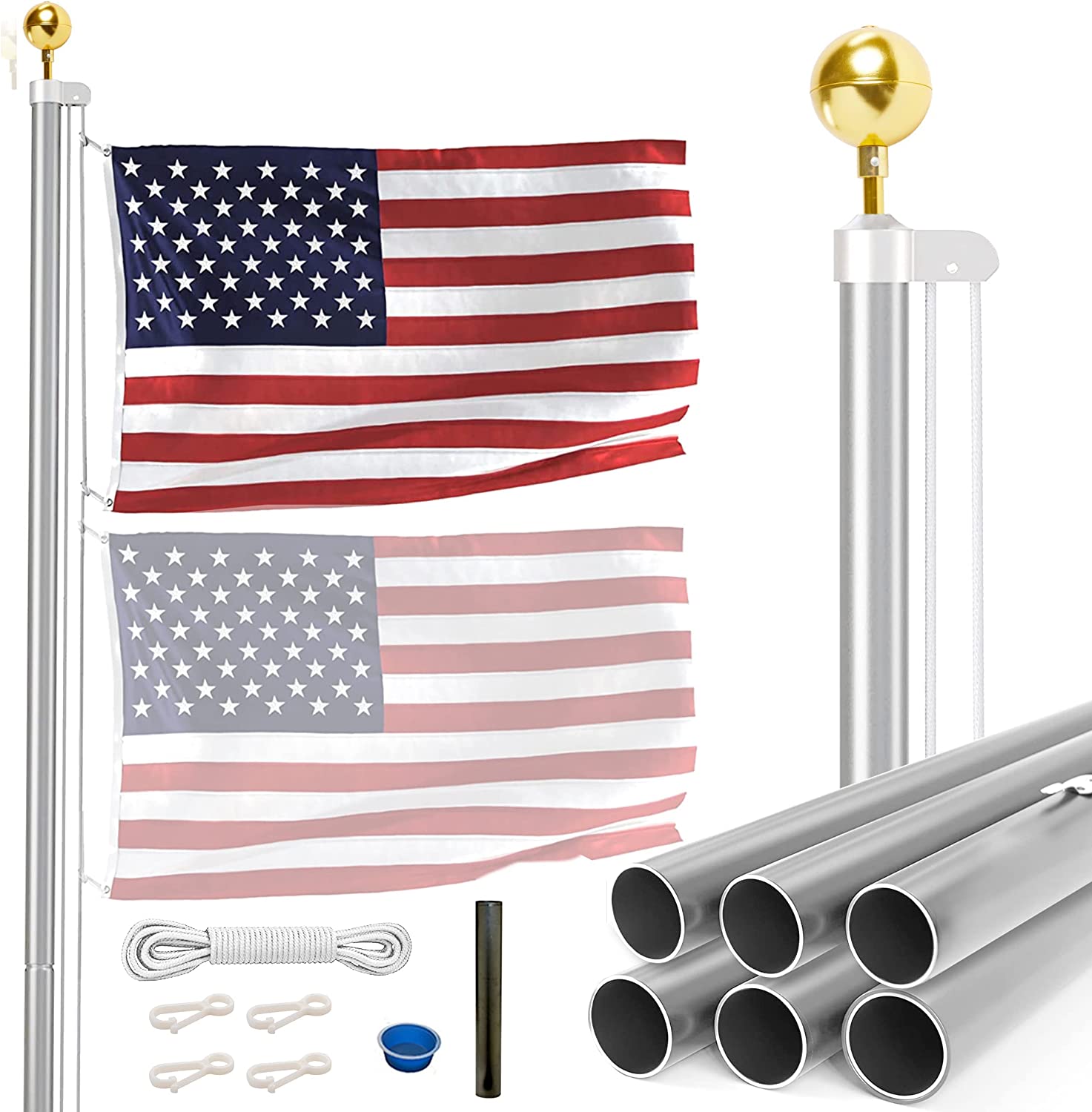 All American Series - 20’ Tapered Sectional Flagpole kit