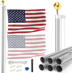 EZPOLE Classic 21 ft. Sectional Flagpole with Rope and 5-ft W x 3-ft H  American Embroidered Flag Kit in the Decorative Banners & Flags department  at