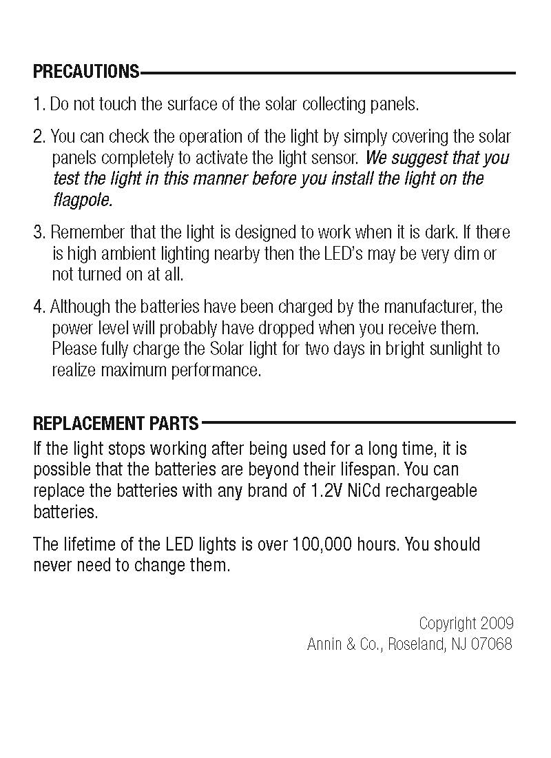 Annin Solar Light for Flagpoles