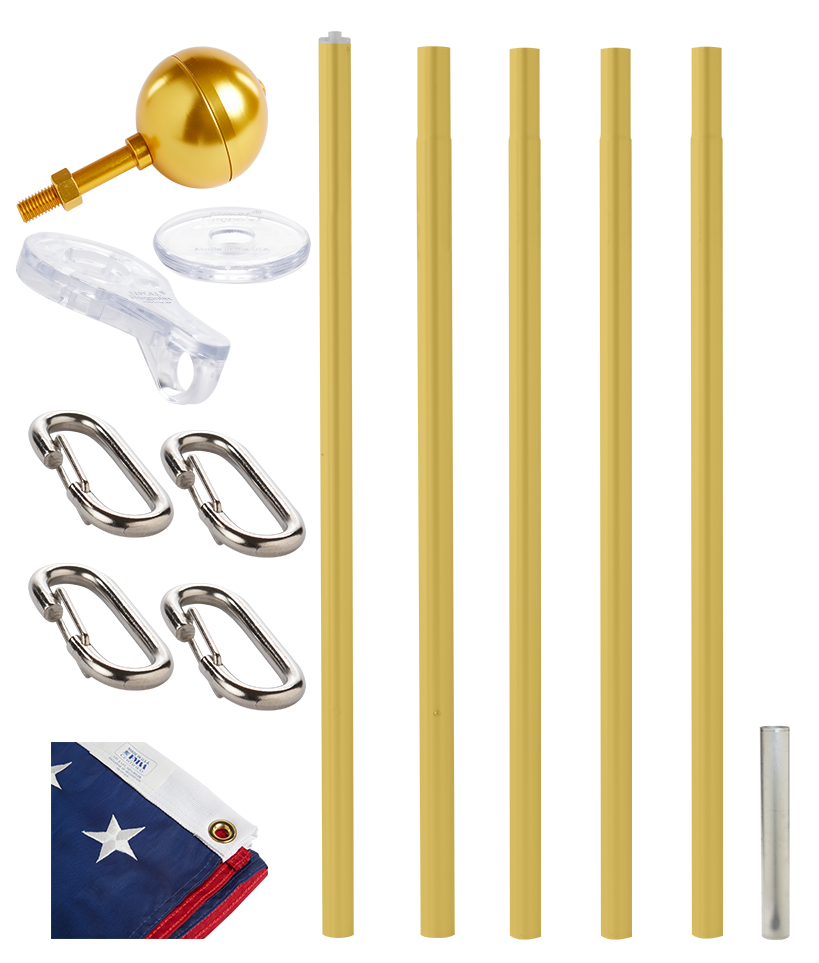 Gold/ Red Anodized - Defender (No Rope) Flagpole