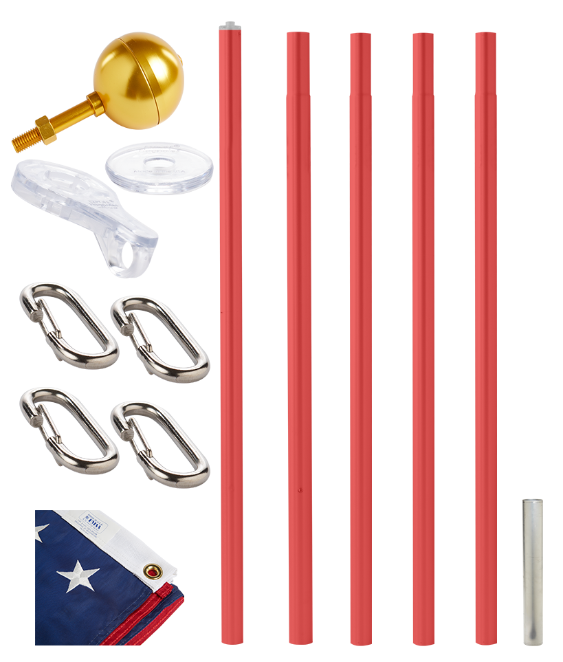 Gold/ Red Anodized - Defender (No Rope) Flagpole