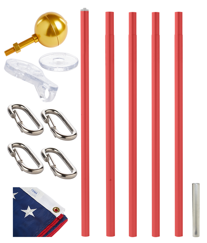 Gold/ Red Anodized - Defender (No Rope) Flagpole