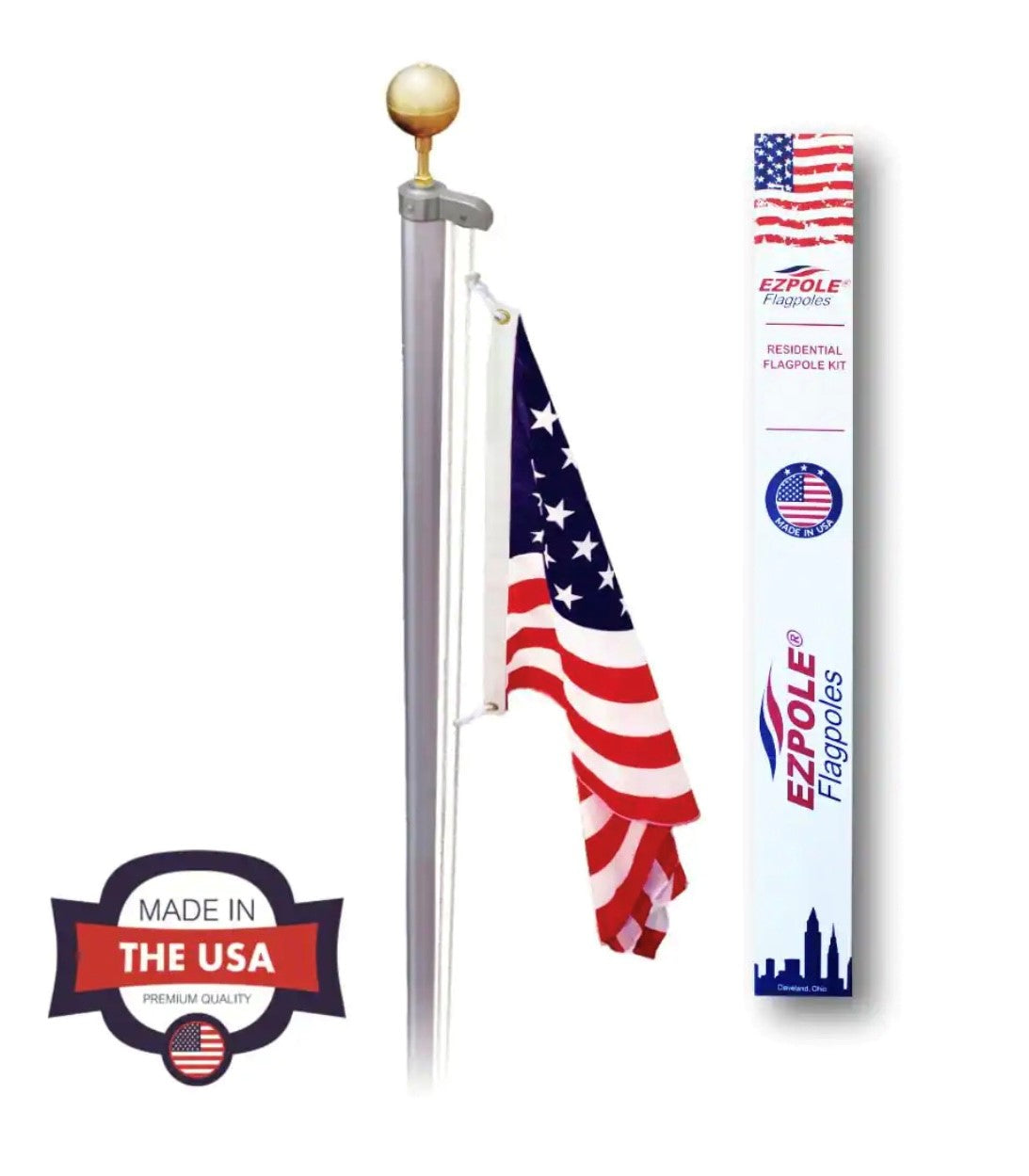 Classic Rope Flagpole kit Bundle with Solar Light & Flash Collar – EZPOLE  Flagpoles