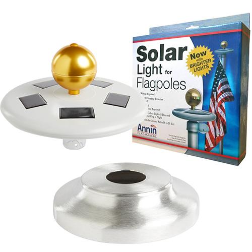 Classic Rope Flagpole kit Bundle with Solar Light & Flash Collar